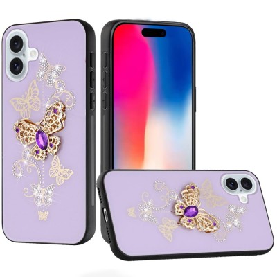 For iphone X/XS SPLENDID Diamond Glitter Ornaments Engraving Case Cover - Good Luck Floral Purple