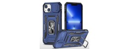 For iphone X/XS Utter Tough Metal Ring Movable Camera Window Hybrid Case Cover - Navy blue