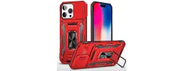 For iphone X/XS Utter Tough Metal Ring Movable Camera Window Hybrid Case Cover - Red