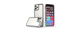 For iPhone 13 Pro Colored Frame Bumper Silk Print PC TPU Hybrid Case Cover - Black