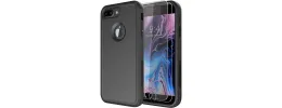 For Apple iPhone 8 Plus/7 Plus AQUA Strong Magnetic Ring Stand Hybrid Case Cover - Black