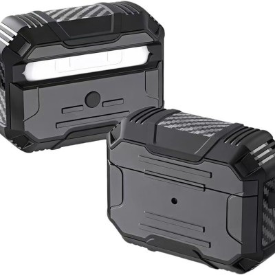 For AirPods Pro 3 2025 (3rd Version) Rugged ShockProof Hybrid With Metal Hook Case Cover - Black