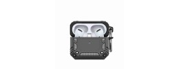 For AirPods 4 Rugged ShockProof Hybrid With Metal Hook Case Cover - Black