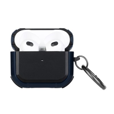 For AirPods 4 Switch Closure Premium Ultra ShockProof Hybrid With Metal Hook Case Cover - Black+Black