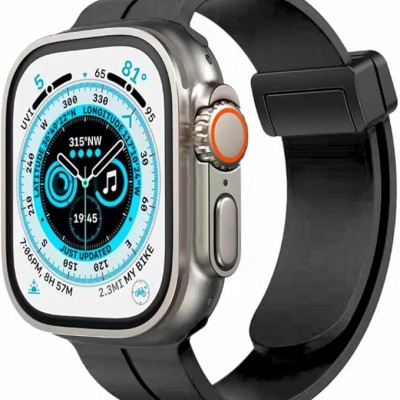 For Apple Watch Size 38/40/41mm Magnetic Buckle Premium Silicone Watch Band - Black