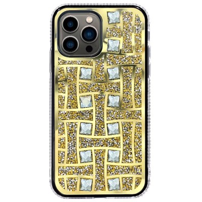 For Apple iPhone 11 (XI6.1) Cross Full Diamond Bling Case Cover - Gold