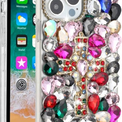 For Apple iPhone 11 (XI6.1) Cross Full Diamond Bling Case Cover - Multi