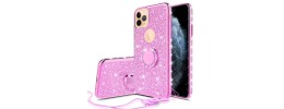 For Apple iPhone 11 (XI6.1) Cross Full Diamond Bling Case Cover - Pink