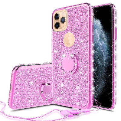 For Apple iPhone 11 (XI6.1) Cross Full Diamond Bling Case Cover - Pink