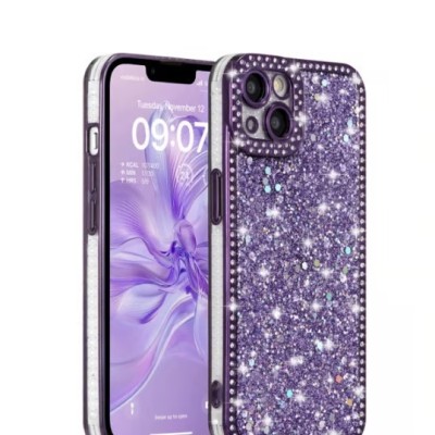 For Apple iPhone 11 (XI6.1) Cross Full Diamond Bling Case Cover - Purple