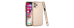 For Apple iPhone 11 (XI6.1) Diamonds on Electroplated Grid Design TPU Case Cover - Rose Gold