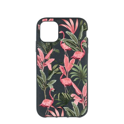 For Apple iPhone 11 (XI6.1) Exotic ShockProof Design Hybrid Case Cover - Floral Flamingo