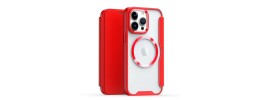 For Apple iPhone 11 (XI6.1) Flap [Magnetic Circle] Transparent Hybrid - Red