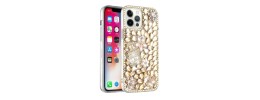 For Apple iPhone 11 (XI6.1) Floral Full Diamond Bling Case Cover - Gold
