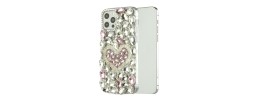 For Apple iPhone 11 (XI6.1) Full Diamond with Ornaments Hard TPU Case Cover - Hearty Pink Pearl Heart