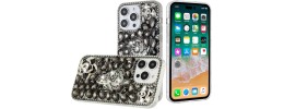 For Apple iPhone XR Floral Full Diamond Bling Case Cover - Smoke