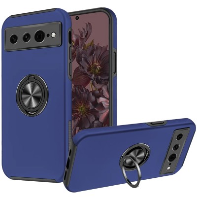 For Google Pixel 10 Pro XL CHIEF Oil Painted Magnetic Ring Stand  Hybrid Case Cover - Dark Blue
