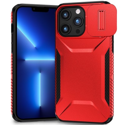 For iPhone 13 Pro Max Ultimate U Design Hybrid with Camera Window Covering - Red
