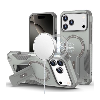 For iPhone 17 Pro Max Sturdy Bracket Kickstand Magnetic Hybrid - Grey
