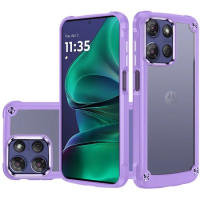 For Moto G Stylus 5G 2025 Splendid Glitter with Diamonds All Around Edges Ring Stand Case Cover - Purple