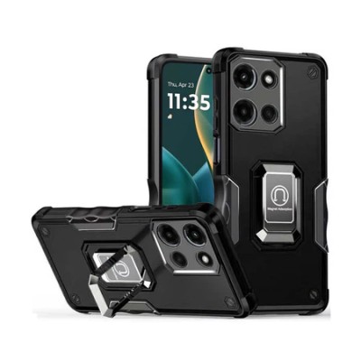 For Moto G Stylus 5G 2025 Robust Magnetic Kickstand Hybrid Case  Cover - Black