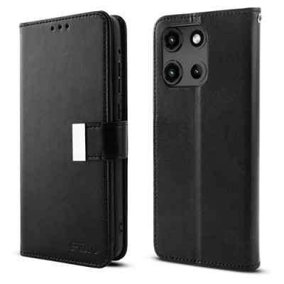 For Moto G Stylus 5G 2025 Wallet ID Card Holder Case Cover - Black