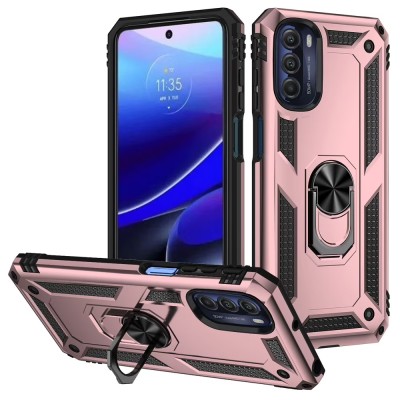 For Moto G Stylus 5g 2022 Ring Magnetic Kickstand Hybrid Case Cover - Rose Gold
