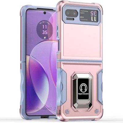 For Motorola Razr 2024 OPTIMUM Magnetic Ring Stand Hybrid - Pink