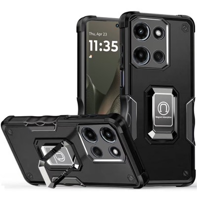 For Motorola Edge 2025 OPTIMUM Magnetic Ring Stand Hybrid  Case Cover - Black