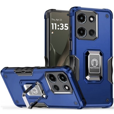 For Motorola Edge 2025 OPTIMUM Magnetic Ring Stand Hybrid  Case Cover - Blue