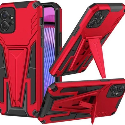 For Motorola MOT G 5G 2023 CARD Holster with Kickstand Clip Hybrid Case Cover - Red