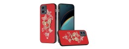For Motorola Moto G 5G 2024 SPLENDID Diamond Glitter Ornaments Engraving Case Cover - Enchanted Butterfly Red
