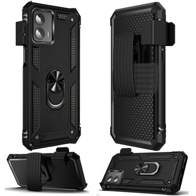 For Motorola Moto G Power 5g 2024 Holster Magnetic Ringstand Clip Cover Case - Black