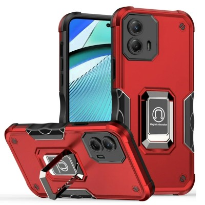 For Motorola Moto G Power 5g 2024 OPTIMUM Magnetic Ring Stand Hybrid Case Cover - Red