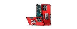 For Motorola Moto G Stylus 5G 2024 Complete Magnetic Metal Ring Stand Camera Protection Hybrid - Red