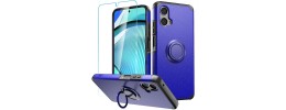 For Motorola Moto G Stylus 5G 2024 Tough Hybrid With Ring Stand + Tempered Glass - Classic Blue