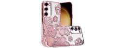 For Motorola Moto G Stylus 5G (2025) Shimmer Glitter Floral Design Thick TPU Case Cover - Rose Gold