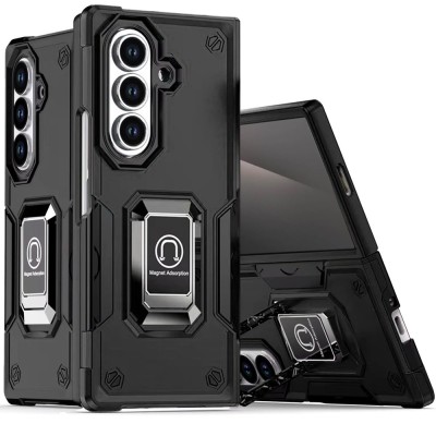 For Samsung Z Fold 7 OPTIMUM Magnetic Ring Stand Hybrid Case Cover - Black