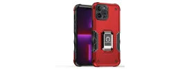 For iPhone 13 Pro Max OPTIMUM Magnetic Ring Stand Hybrid Case Cover - Red