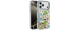 For iPhone 17 Pro Max Muti-Color Rose Bling Stones Ornaments  Case - Green