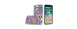 For iP15 Pro Max Cross Full Diamond Bling Case Cover - Purple