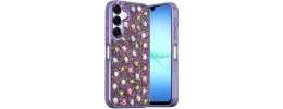 For Samsung A17 5G Stick-On Embedded Glass Diamonds of  Colorful Floral Arrangement HQ Hybrid Case - Purple