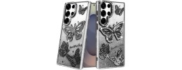 For Samsung s26 Ultra Butterfly Freedom Shimmer Glitter Thick TPU Case Cover - Black