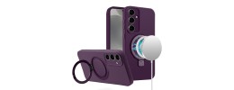 For Samsung Galaxy s24 Plus METKASE Premium Magnetic Circle Ring Stand LIQUID Silicone in Slide-Out Package - Dark Purple