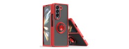For Samsung Galaxy Z Flip 5 Robust Magnetic Kickstand Hybrid Case Cover - Red