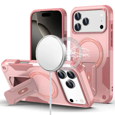 For iPhone 17 Pro Max Sturdy Bracket Kickstand Magnetic Hybrid - Pink