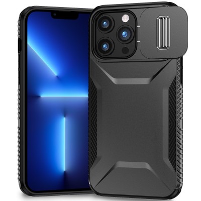 For iPhone 13 Pro Max Ultimate U Design Hybrid with Camera Window Covering - Black