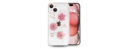 For iP15 Pro Max Shimmer Glitter Floral Design Thick TPU Case Cover - Rose Gold