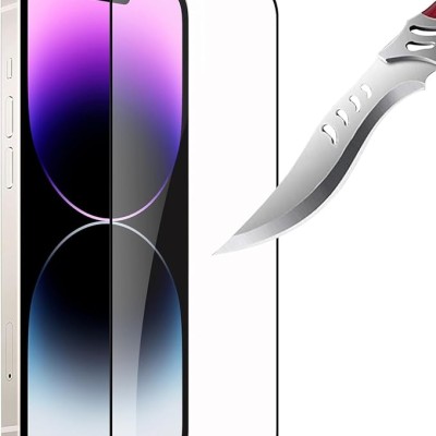 For iP15 Pro Max Bulk White Paper Card Package Black edged Tempered Glass (Black)