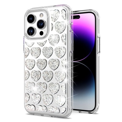 For iPhone 15 Bling Hybrid Case Cover - L